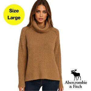 ABERCROMBIE & FITCH 🤎 Cozy, Camel Turtleneck Cable-Knit Sweater (Large)